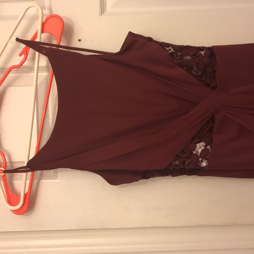 David bridal wine color dress